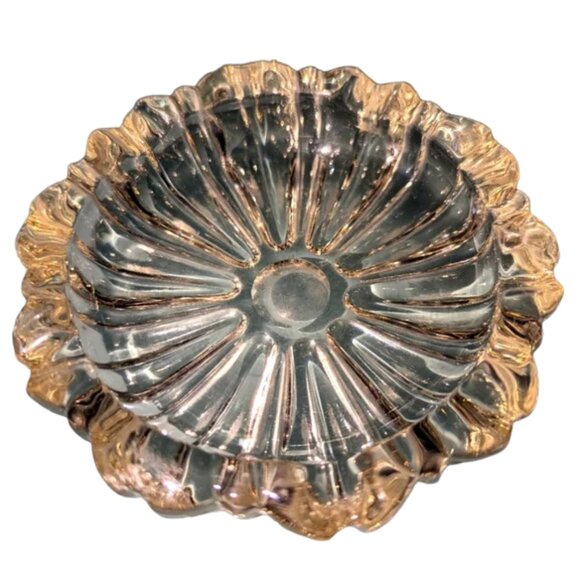 Vintage Midcentury Modern Hazel Atlas Starburst Flower Mold Glass Ashtray 1950s - Picture 1 of 8